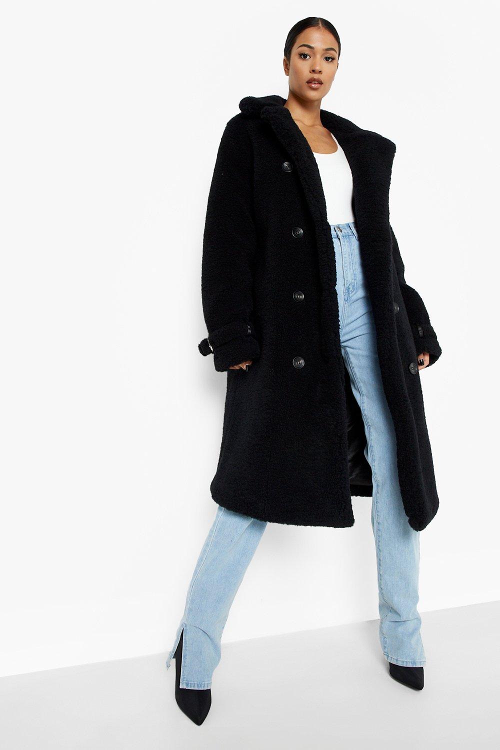 faux fur cuff coat