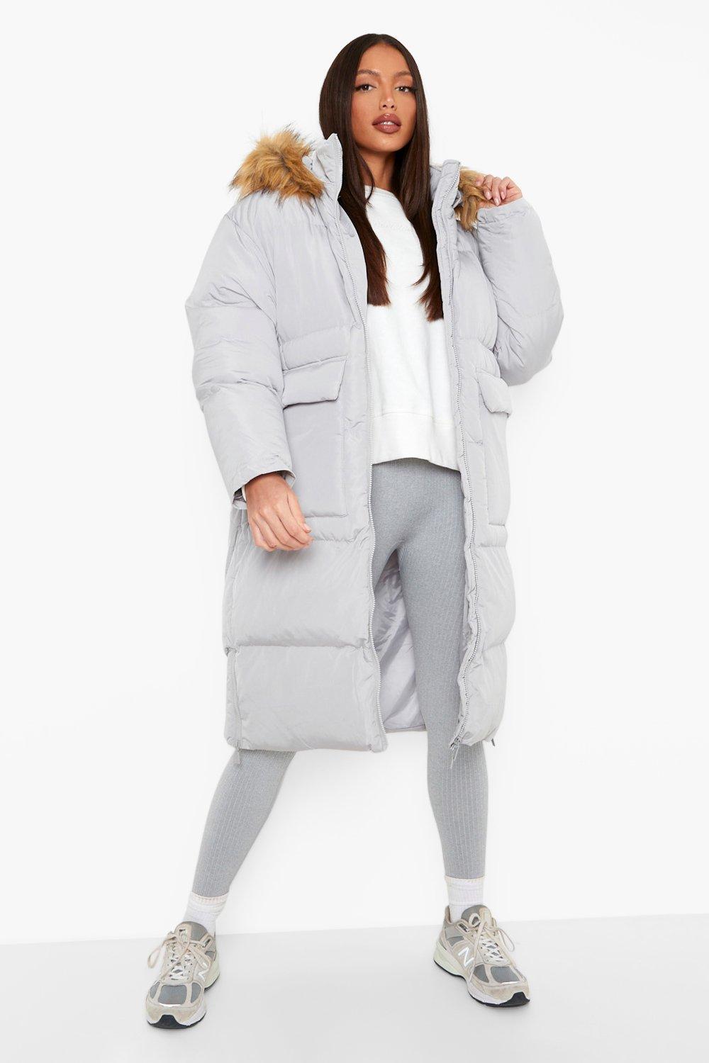 white longline padded coat