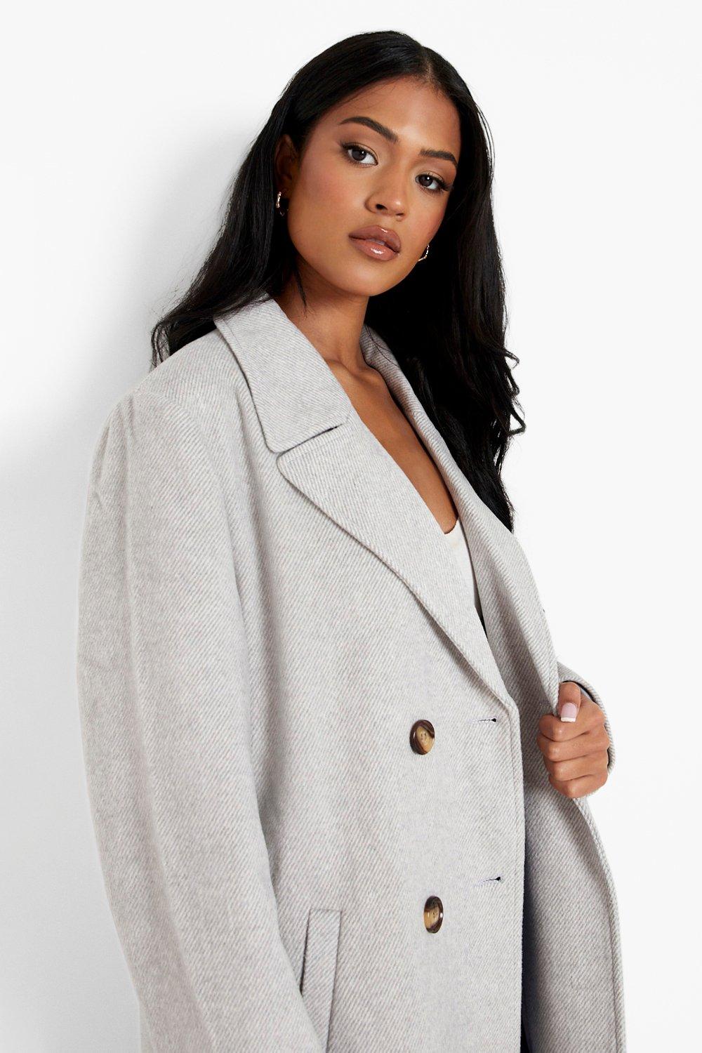 Tall Herringbone Wool Look Coat boohoo UK