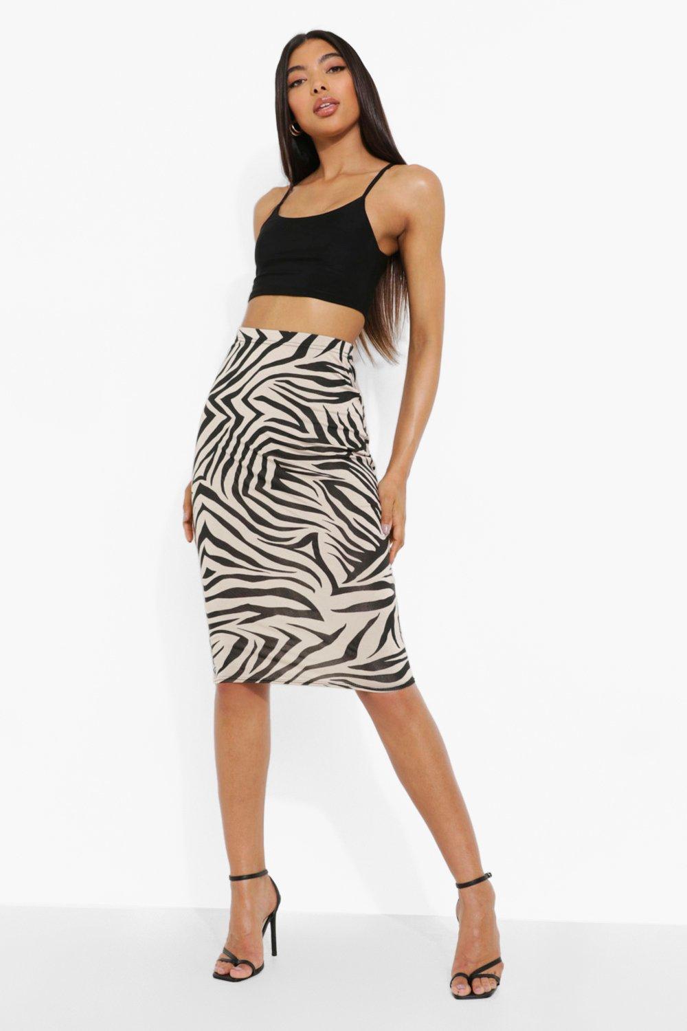 Zebra print skirt clearance boohoo