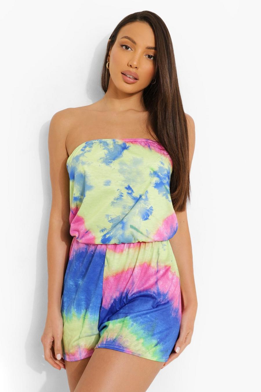 Multi Tall Strapless Tie Dye Playsuit image number 1