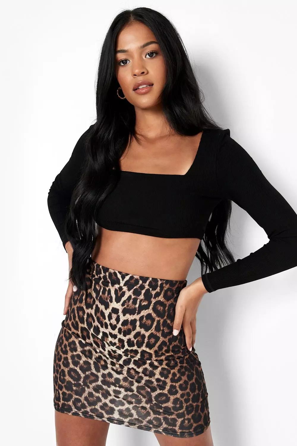 Boohoo leopard 2024 print mini skirt