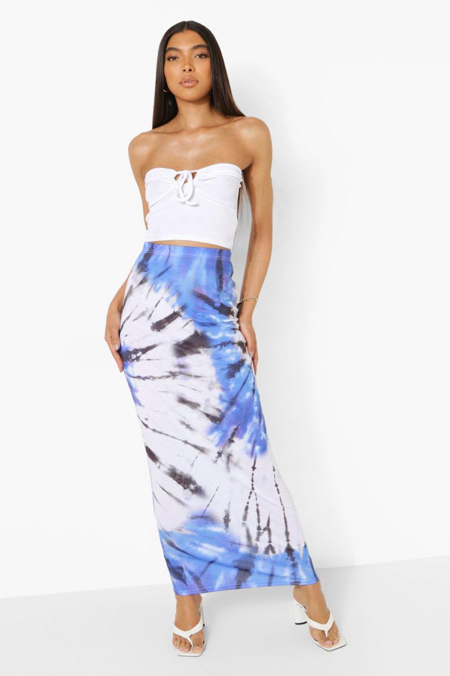 Blue Tall Tie Dye Maxi Skirt image number 1