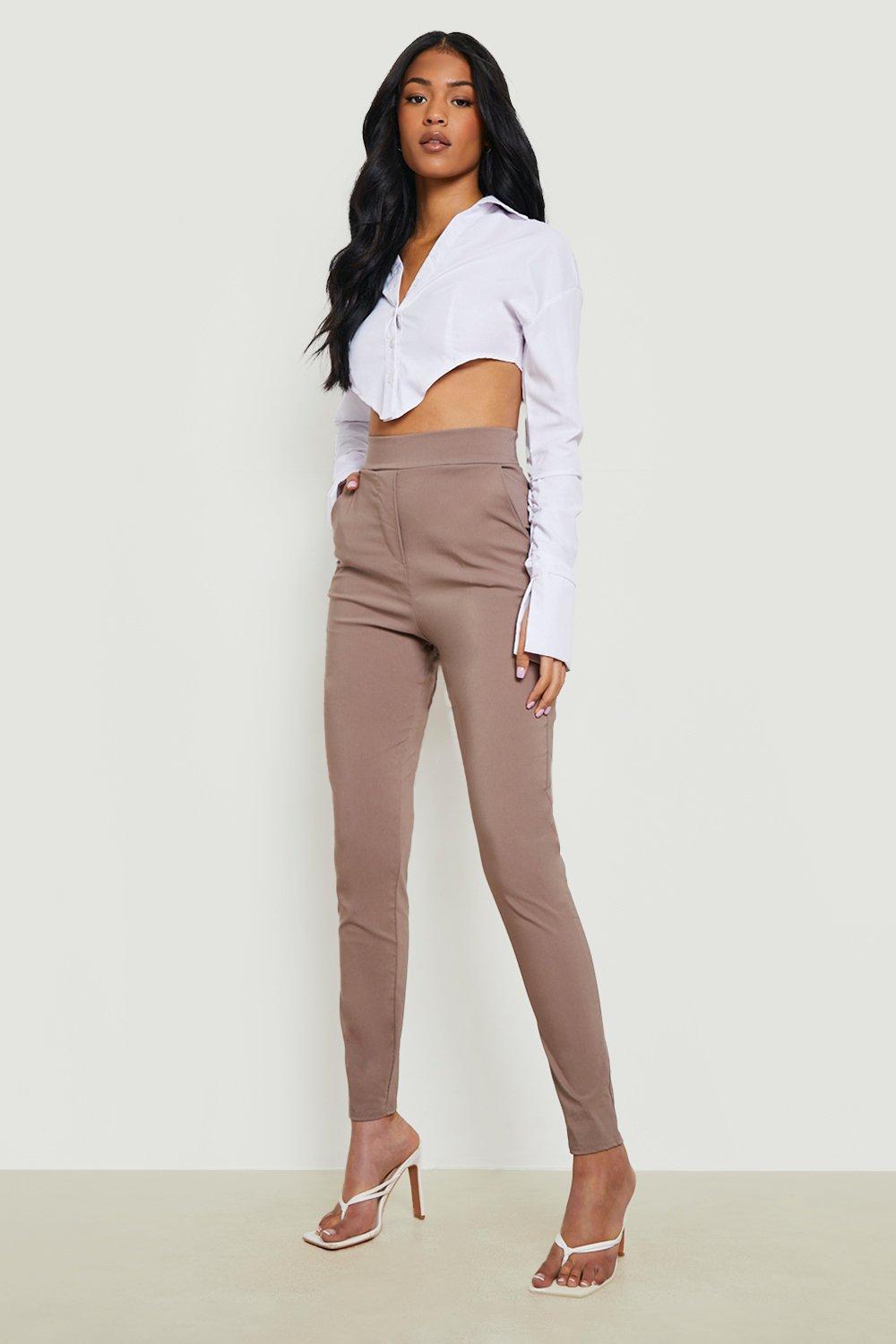 Stretch High Waisted Tapered Pants