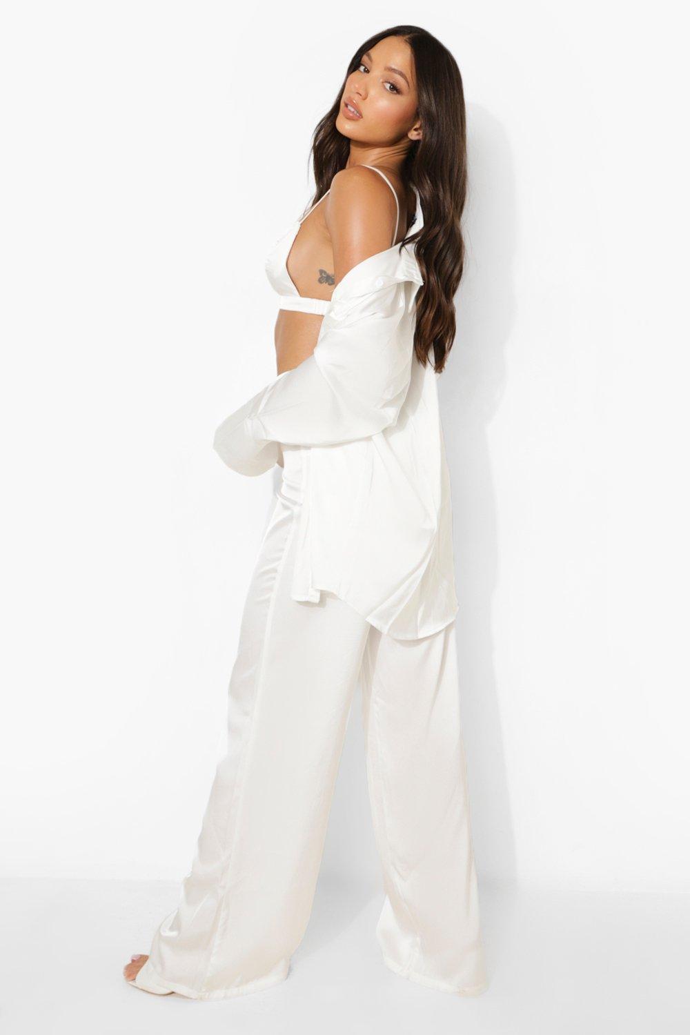 Tall Satin Bralet Shirt Trouser Co-Ord