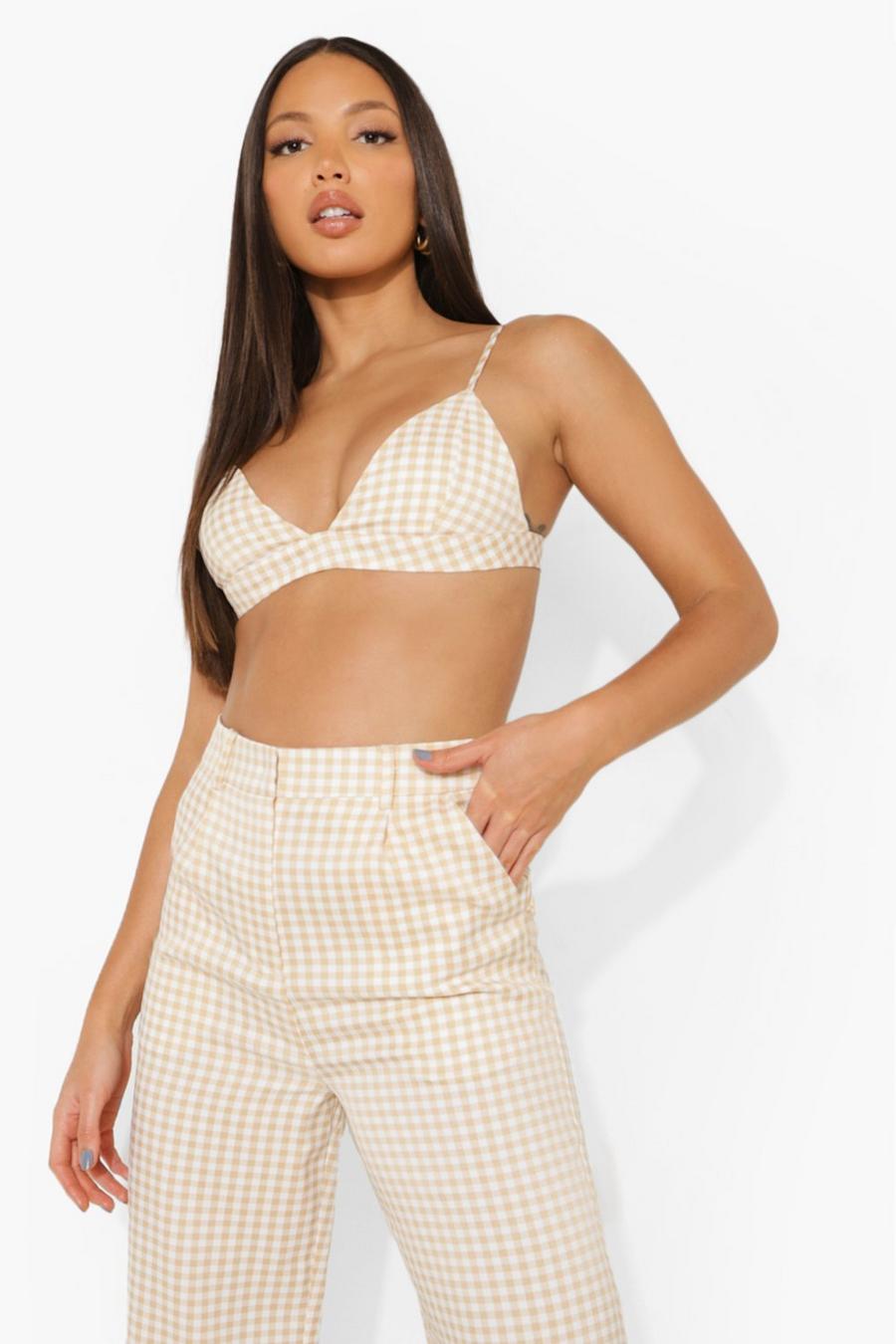 Stone Tall Gingham Bralet Wide Pants Two-Piece image number 1