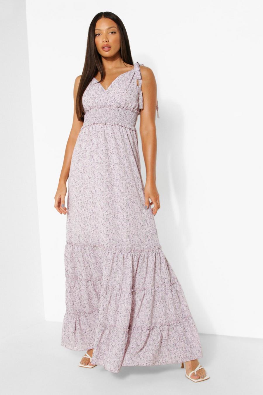 Lilac Tall Ditsy Floral Tie Shoulder Maxi Dress image number 1