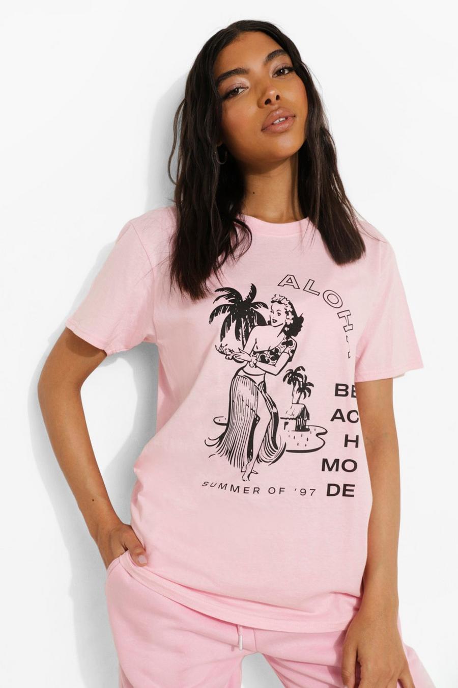 Camiseta ancha Aloha Tall , Rosa claro image number 1