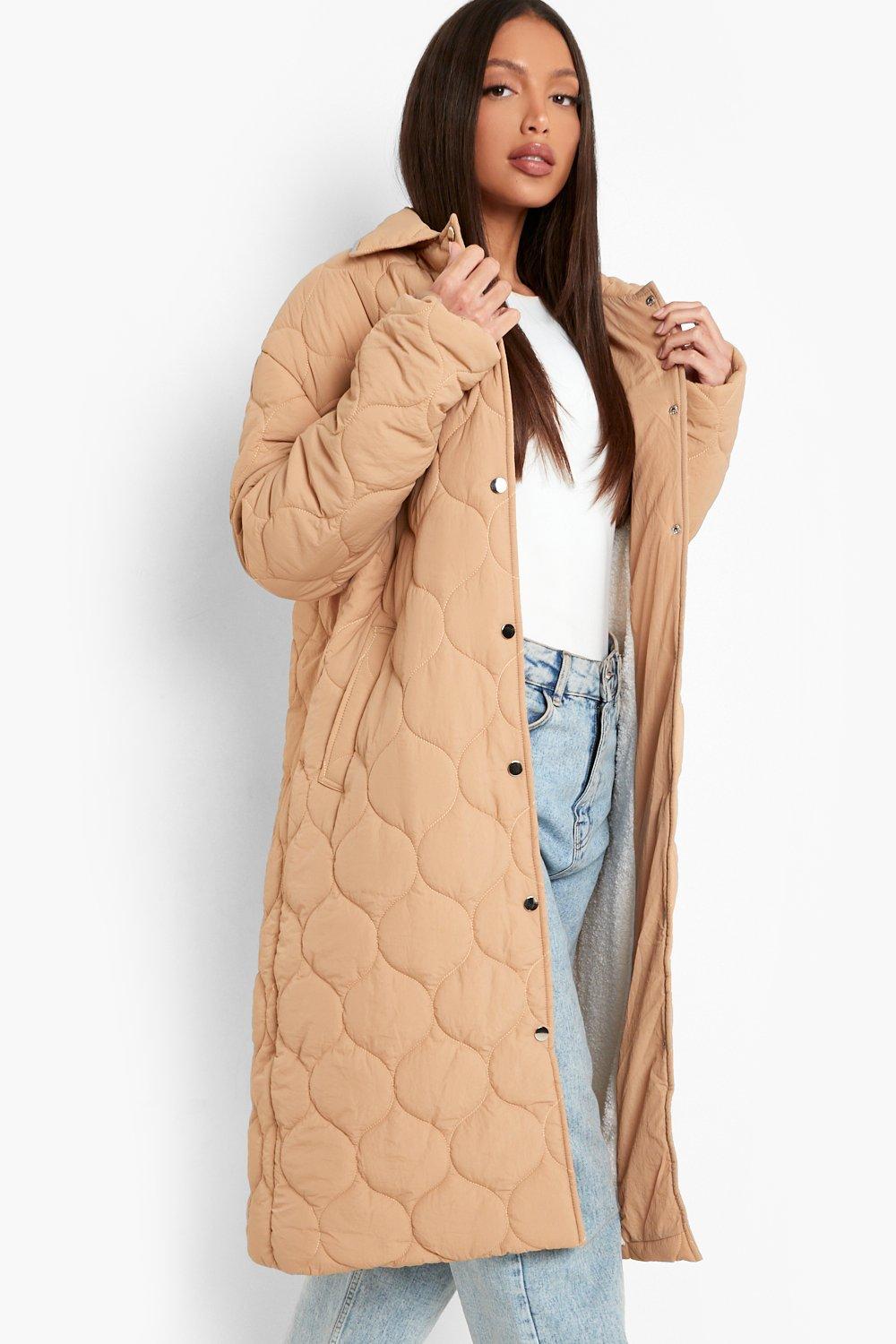 Longline quilted coat hot sale womens