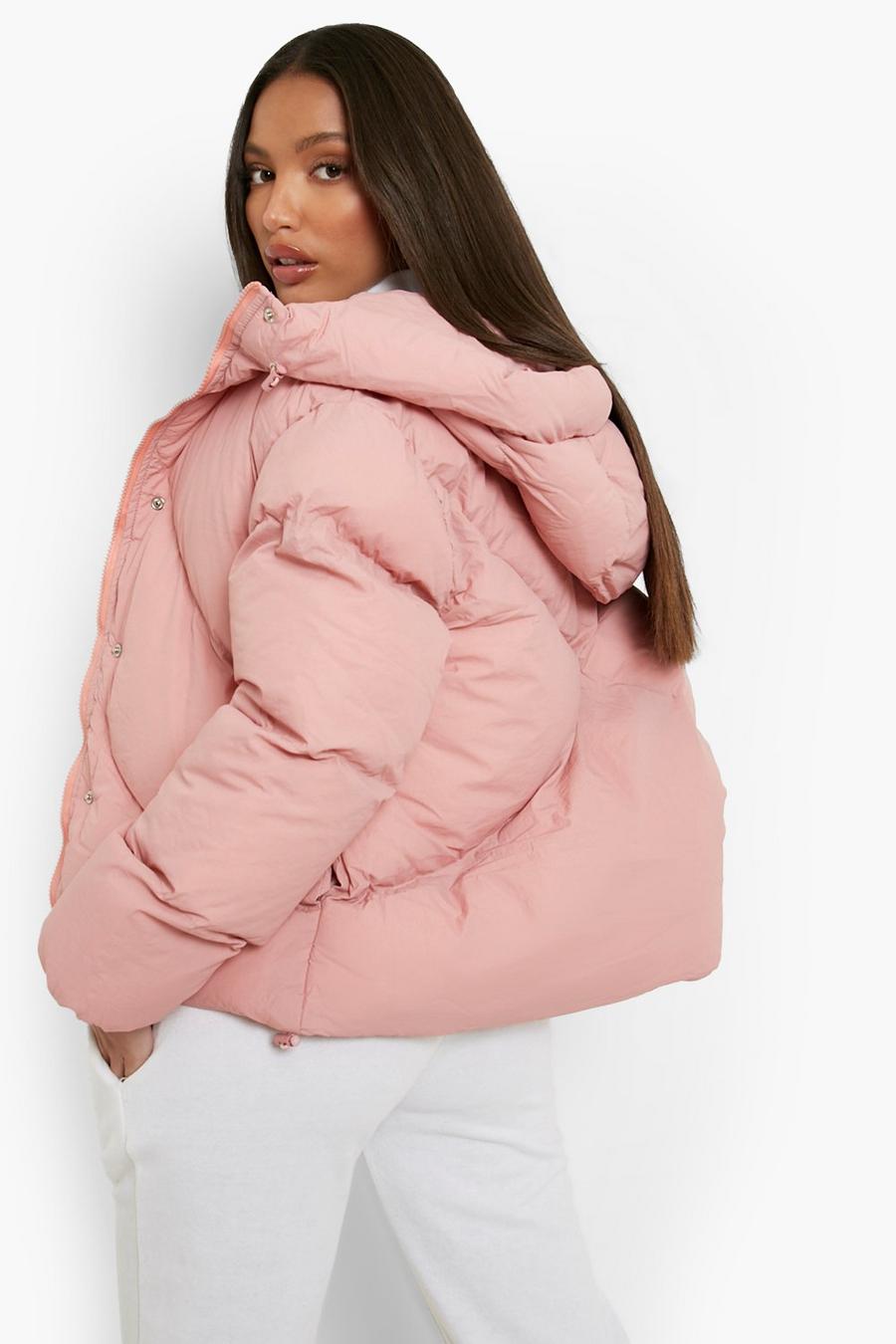 Blush Tall Quilt Detail Hooded Puffer image number 1