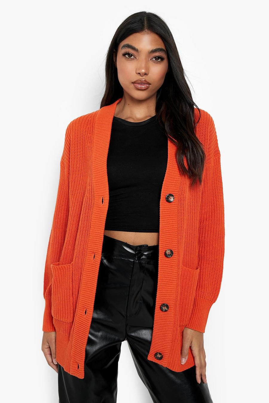 Rust orange Tall Recycled Slouchy Cardigan