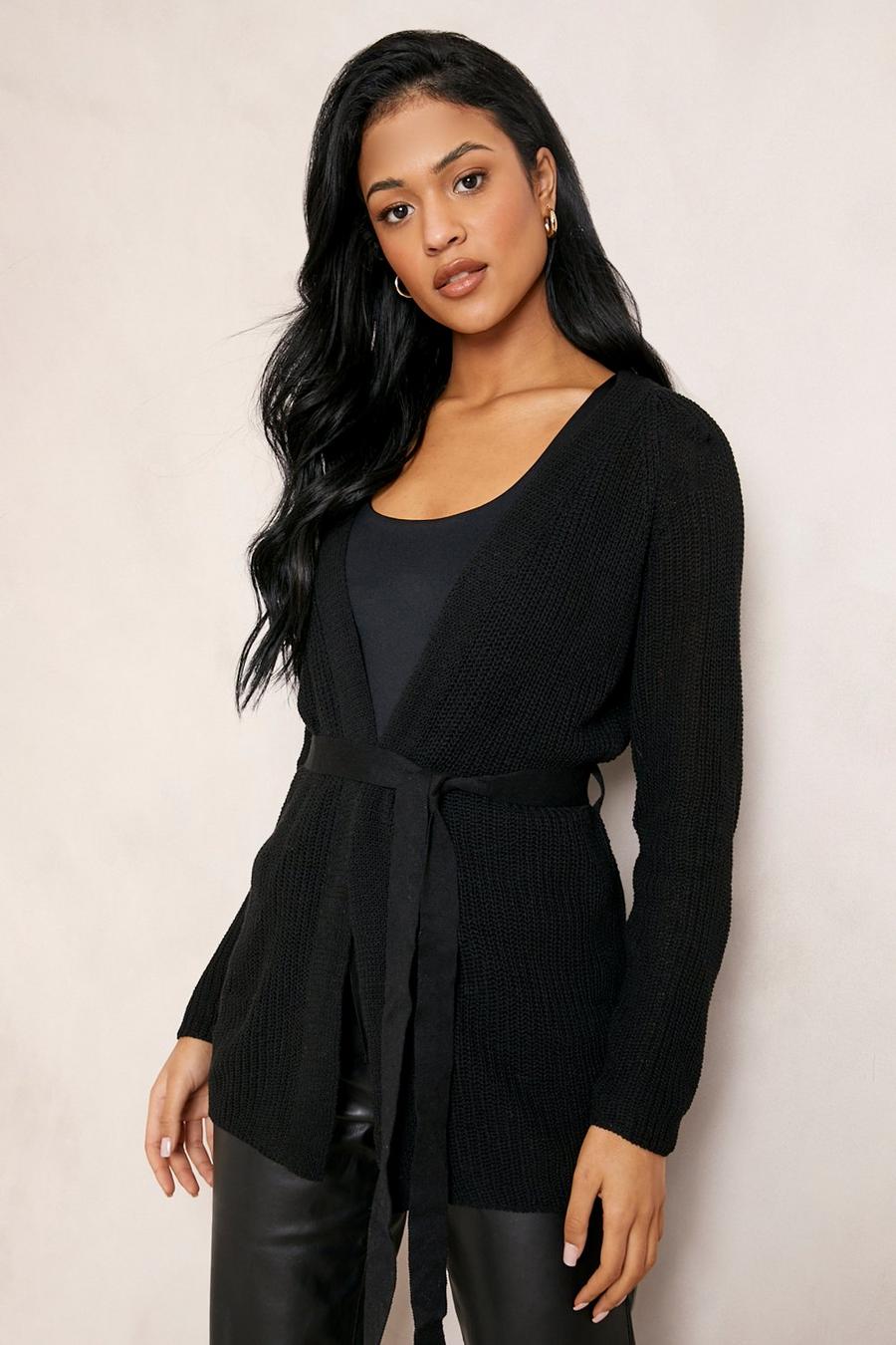 Black Tall Recycled Belted Cardigan image number 1