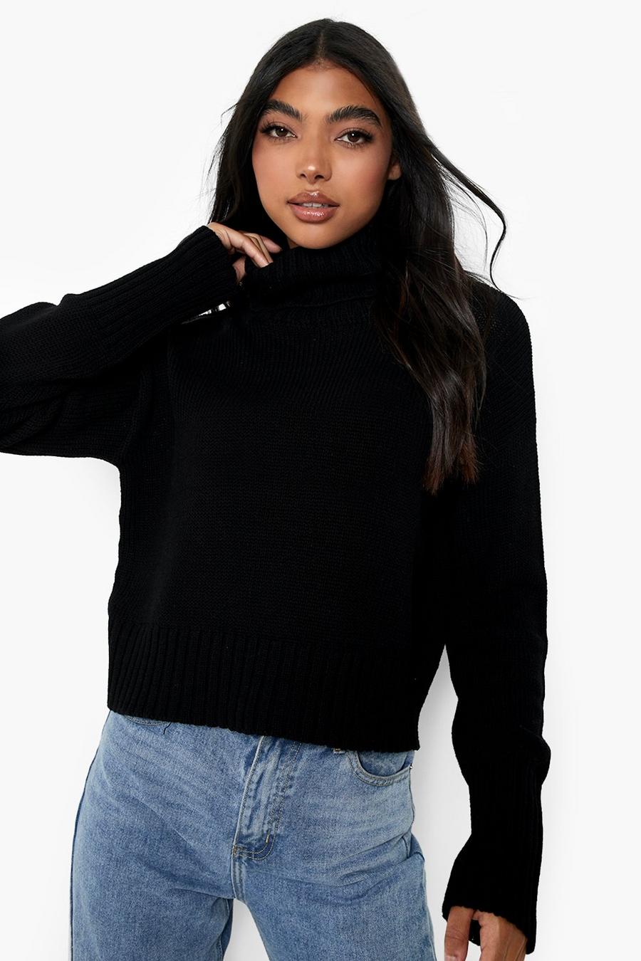 Black Tall Recycled Roll Neck Jumper