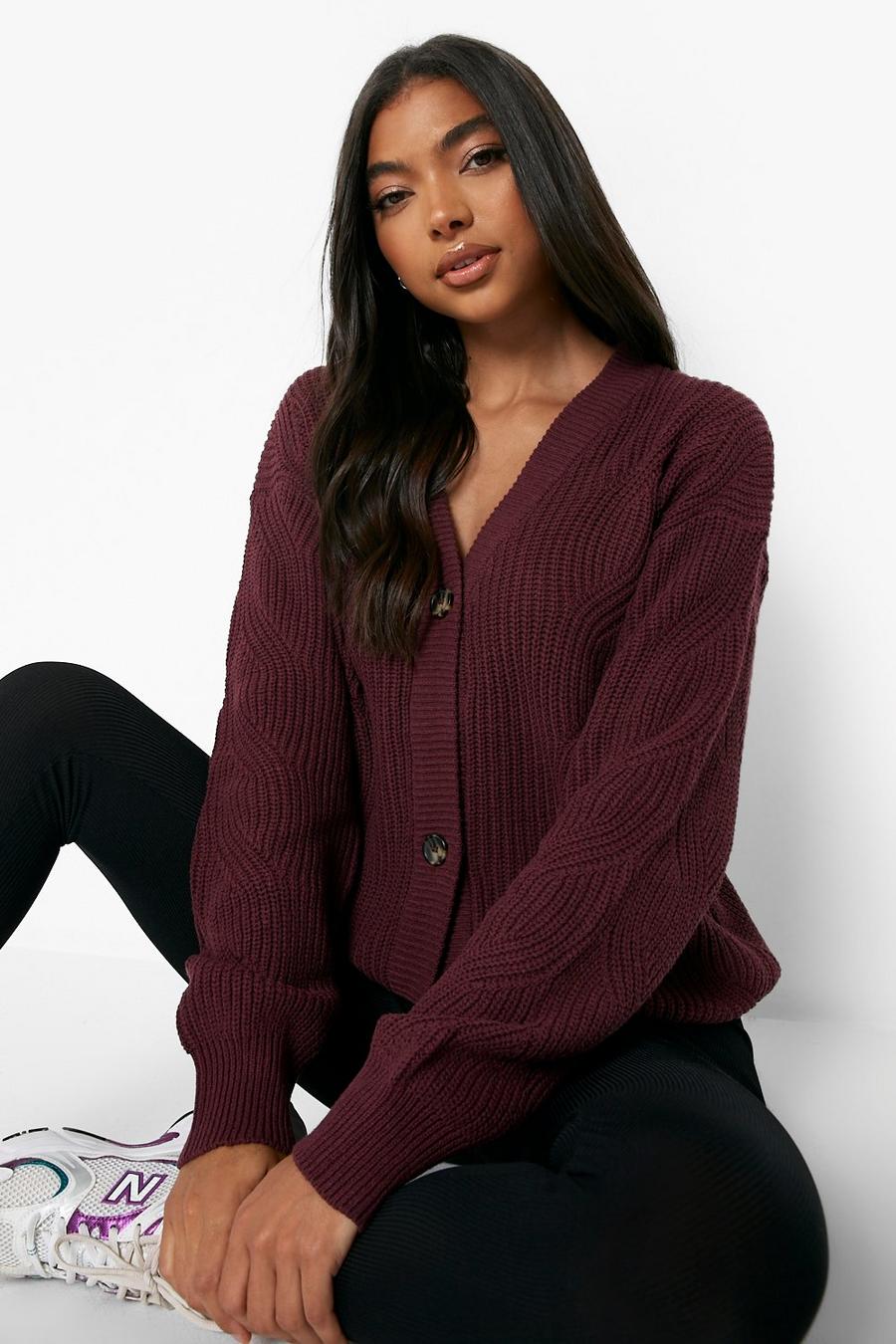 Cardigan Tall traforato , Berry image number 1