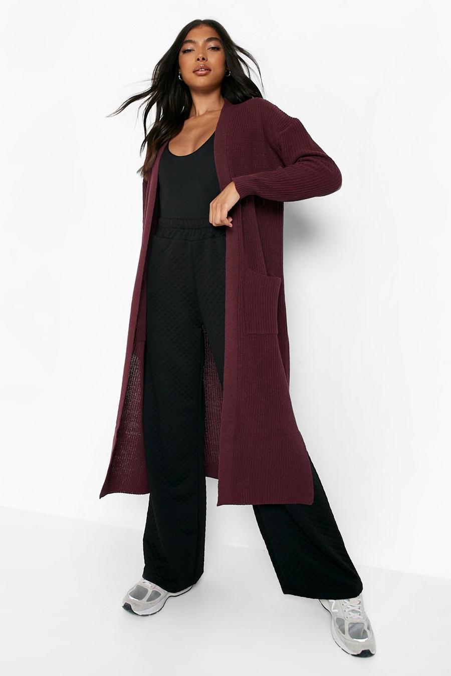Berry Tall Belted Midi Cardigan image number 1
