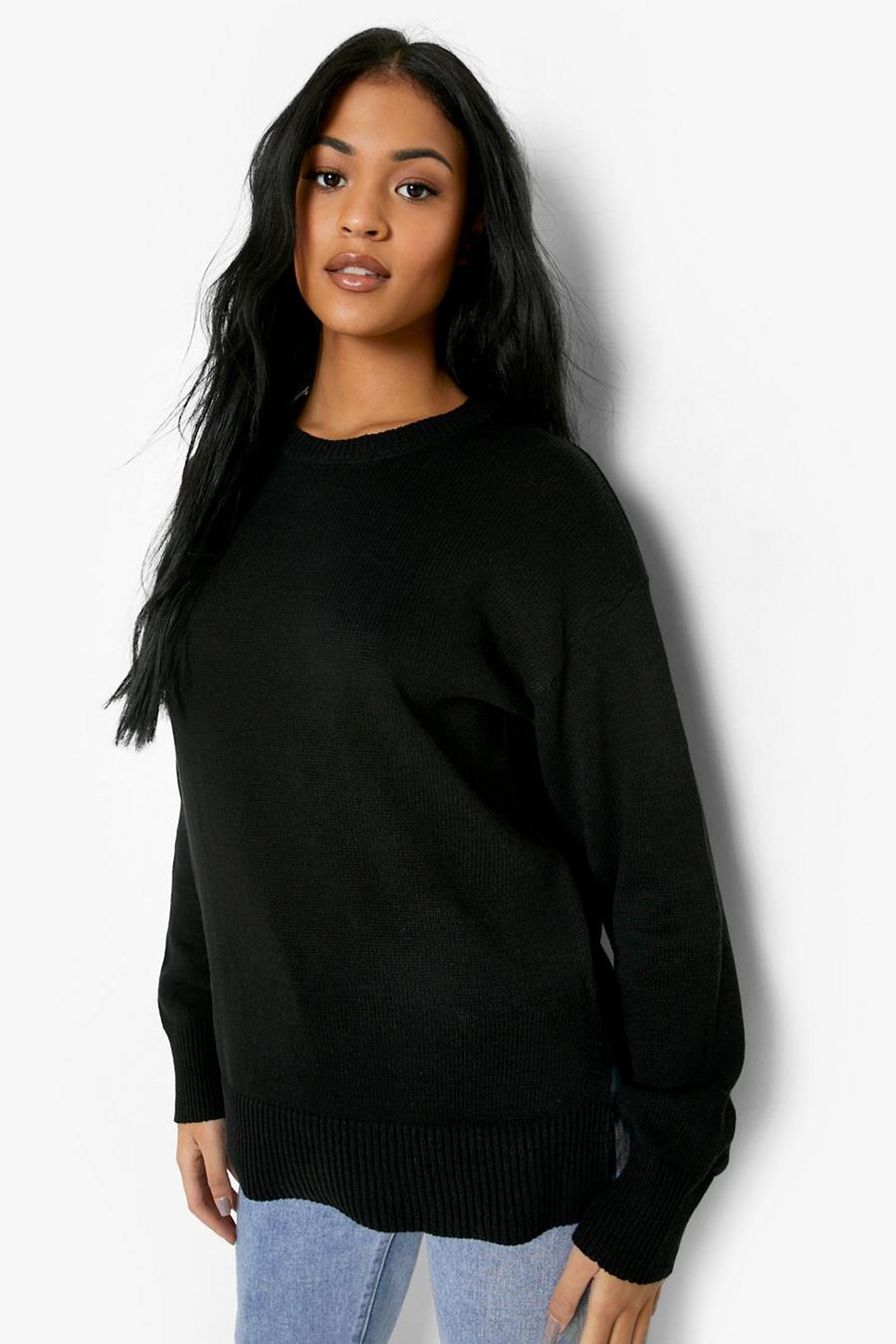 Black Tall Recycled Slouchy Sweater image number 1