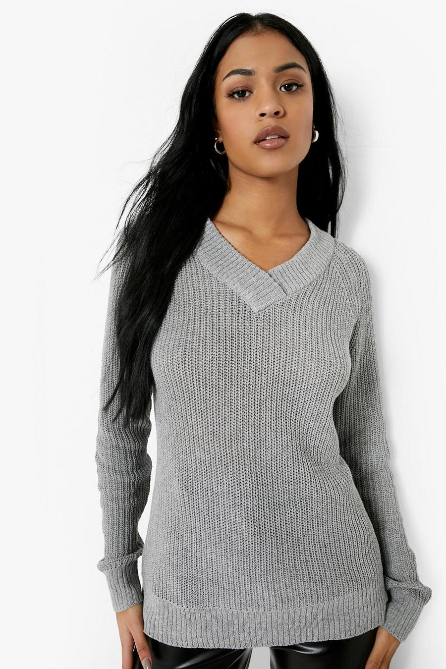 אפור grigio סוודר משוחרר מבד ממוחזר לנשים גבוהות