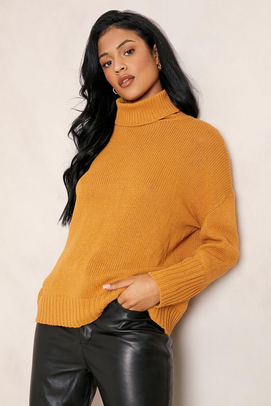Gold metallic Tall Recycled Roll Neck Jumper