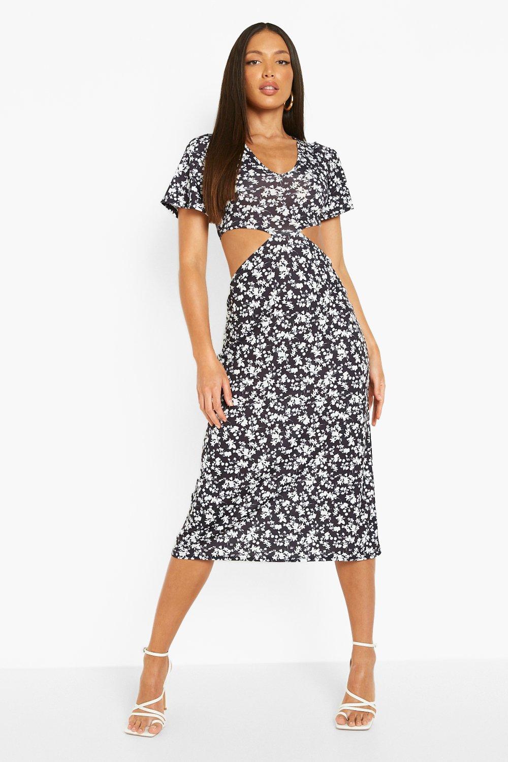 Tall Robe mi longue a decoupe et manches ange boohoo FR