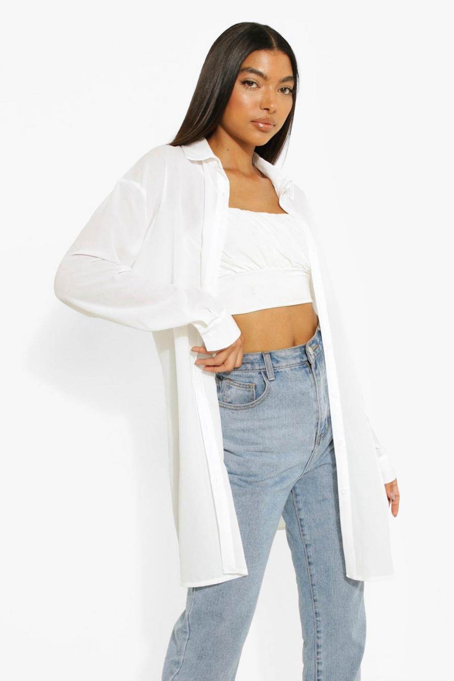 White Tall Extreem Oversized Blouse image number 1