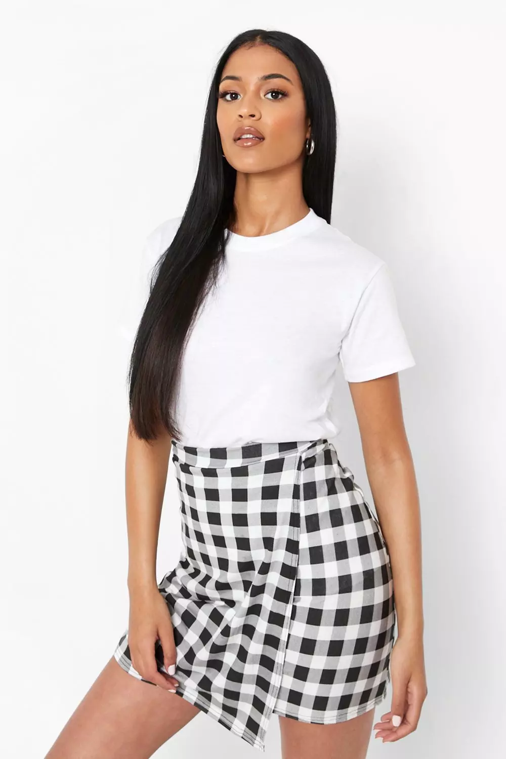 Gingham wrap mini on sale skirt