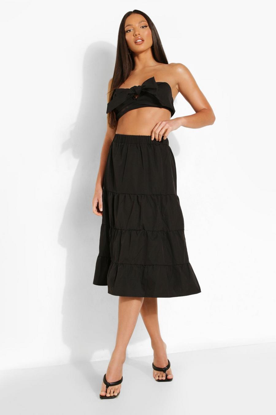 Black Tall Bandeau And Tiered Maxi Co-Ord image number 1