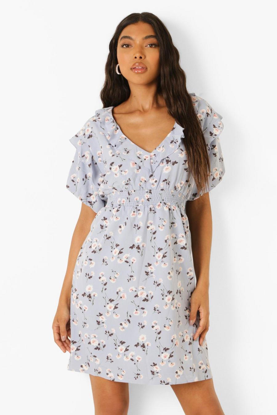 Blue Tall Ditsy Frill Smock Dress image number 1