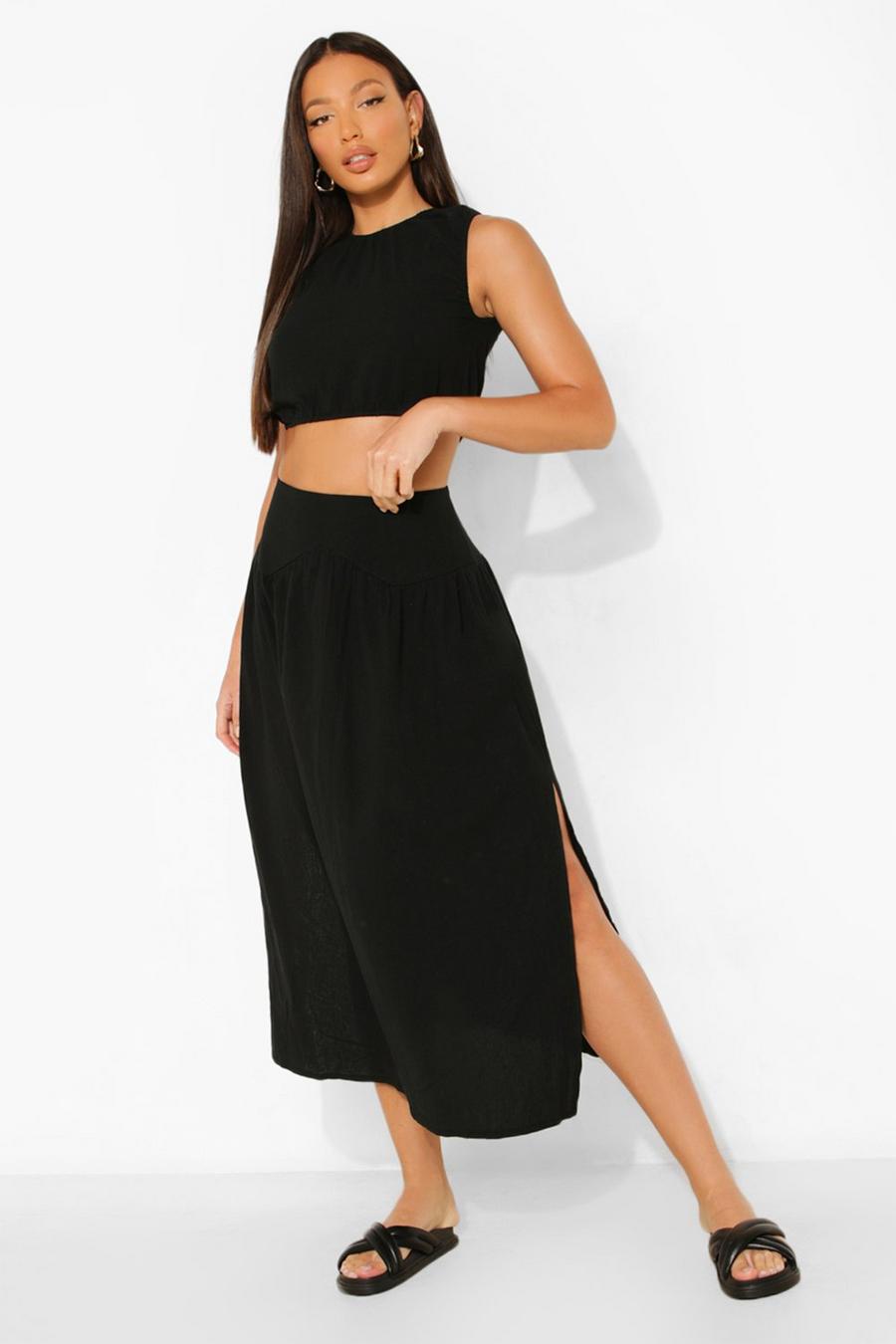Black Tall Linen Co-Ord image number 1