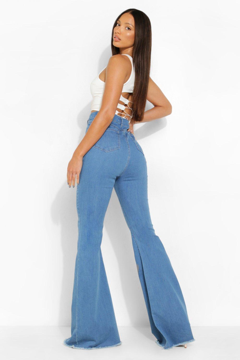 blue denim flared jeans