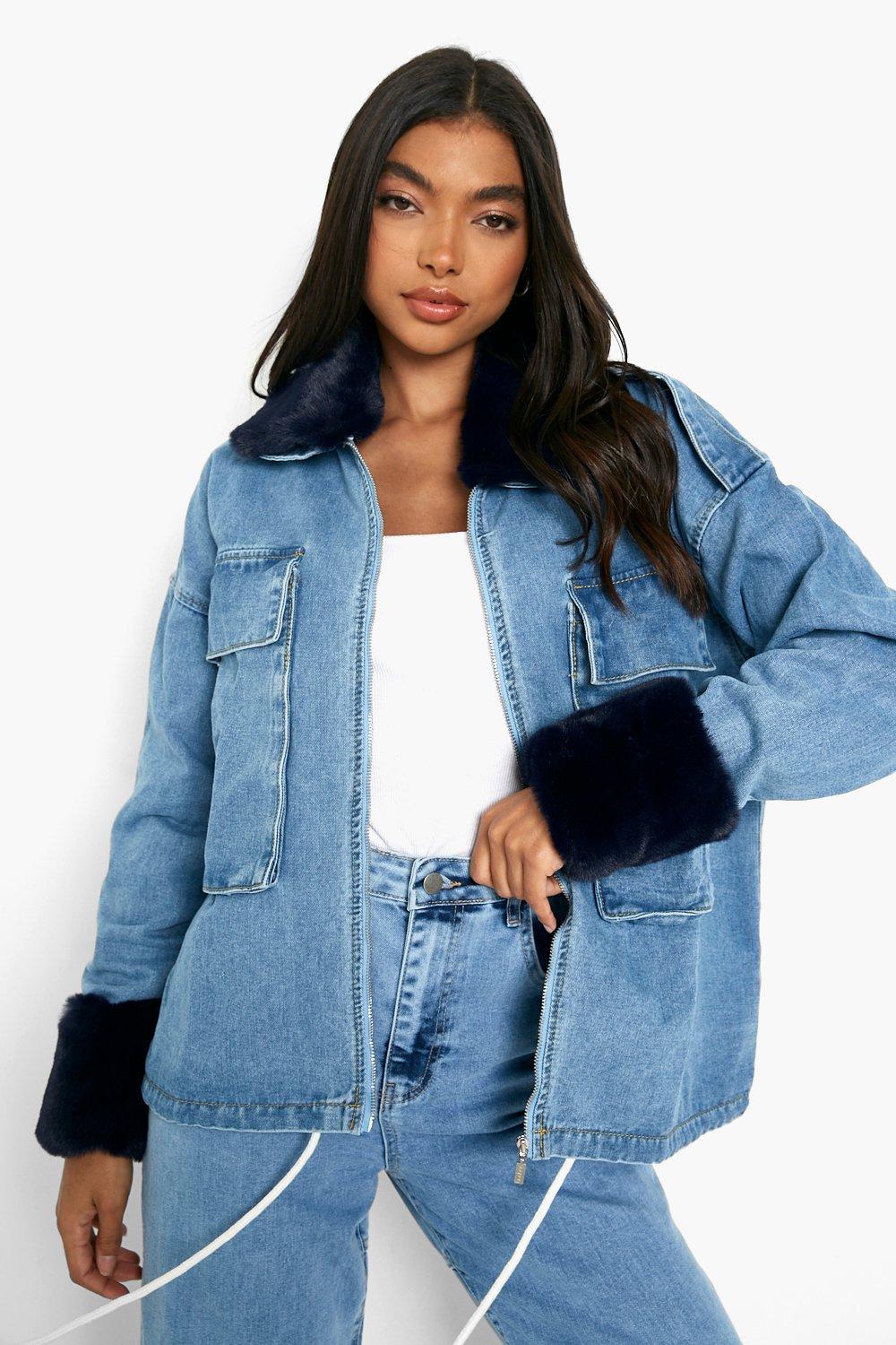 jean jacket with fur cuffs