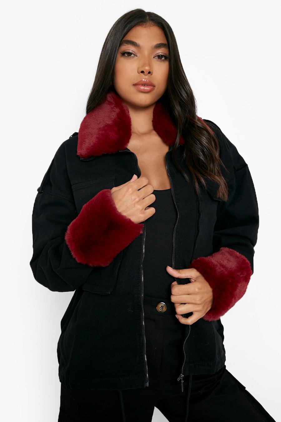 Women's Tall Detachable Faux Fur Trim Denim Jacket | Boohoo UK