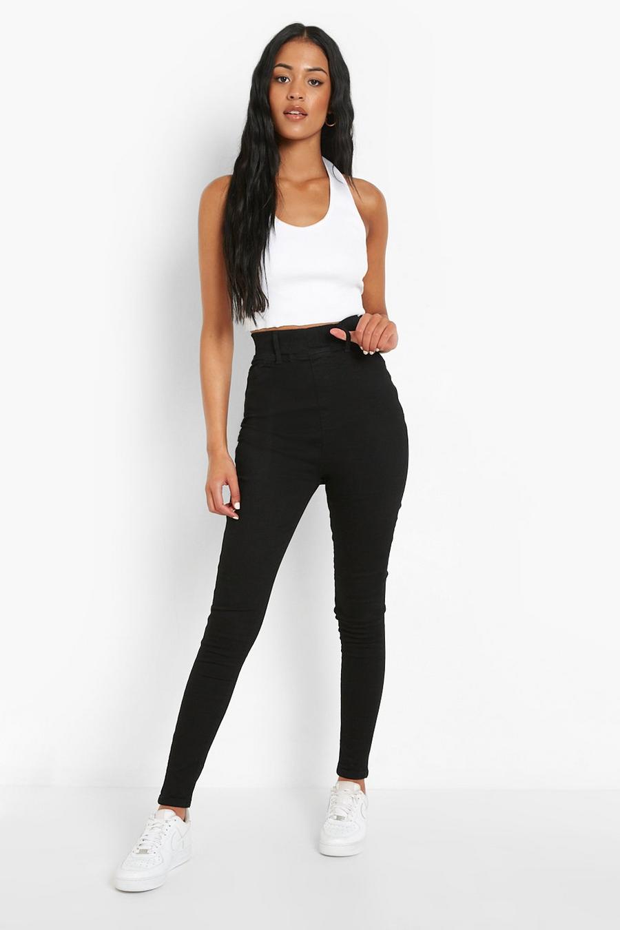 Black Tall Ruched Bum Booty Boost Denim Jegging