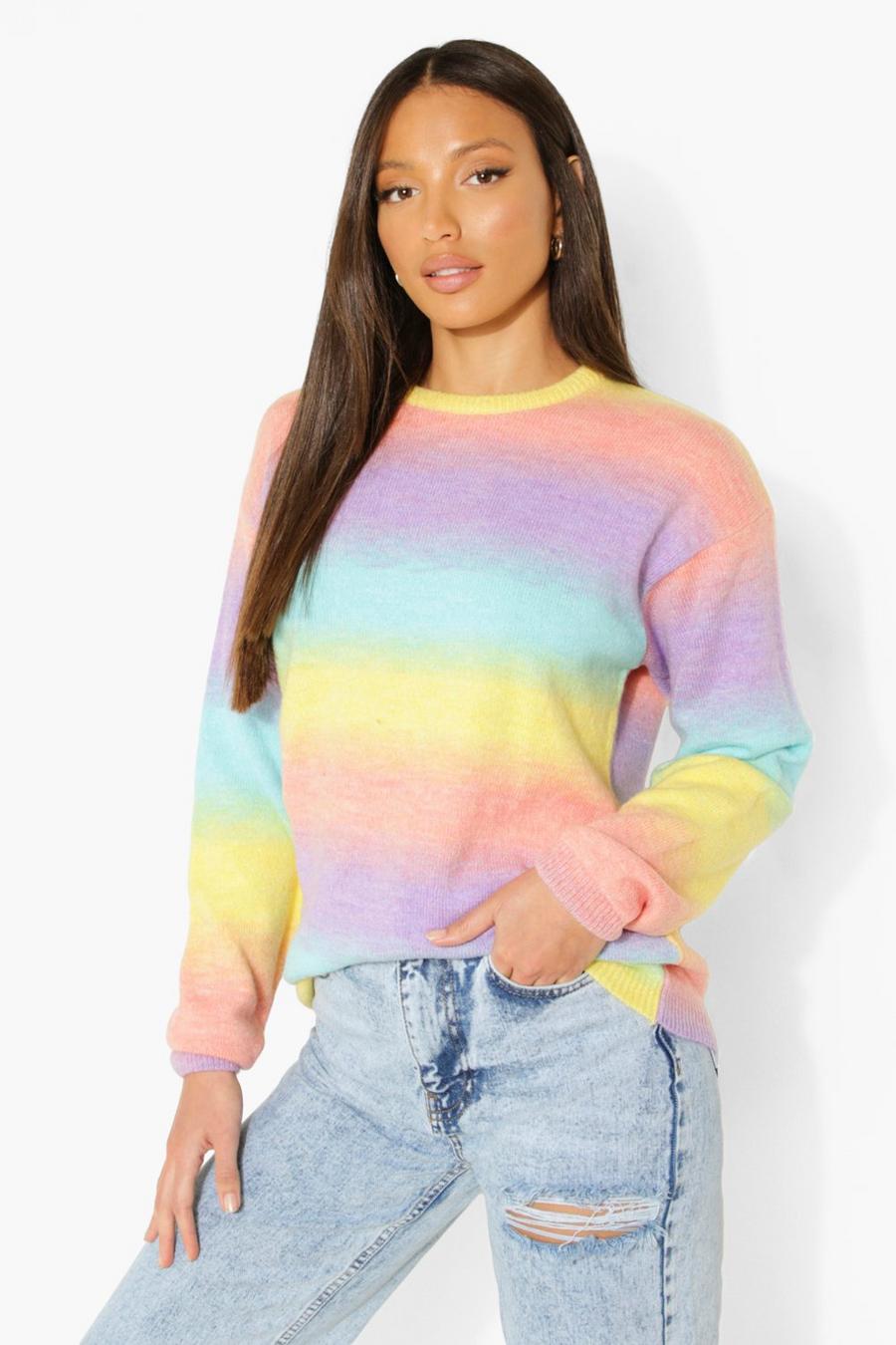 Tall pastallfarbener Ombre Pullover, Pink image number 1