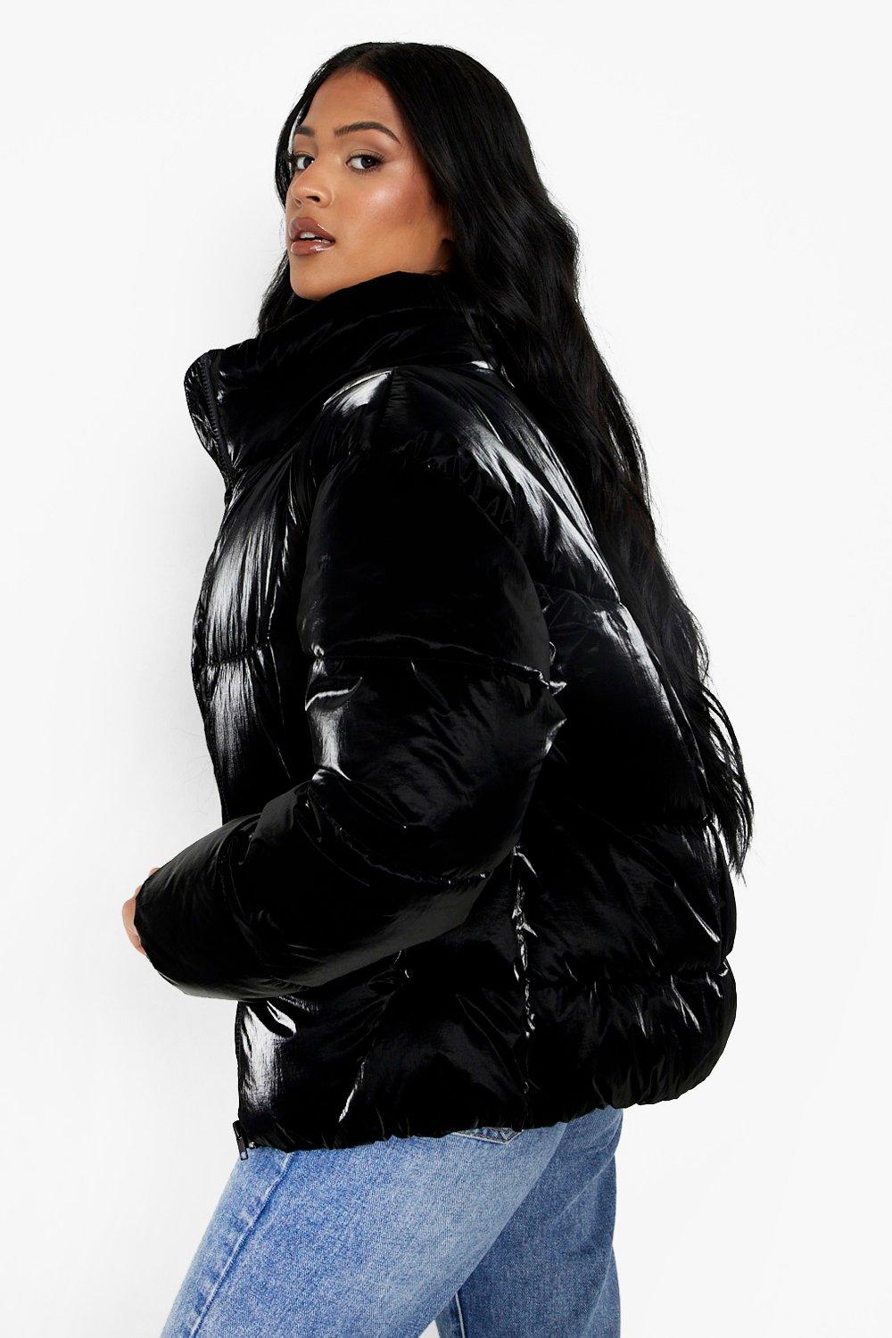 Boohoo velvet puffer jacket best sale
