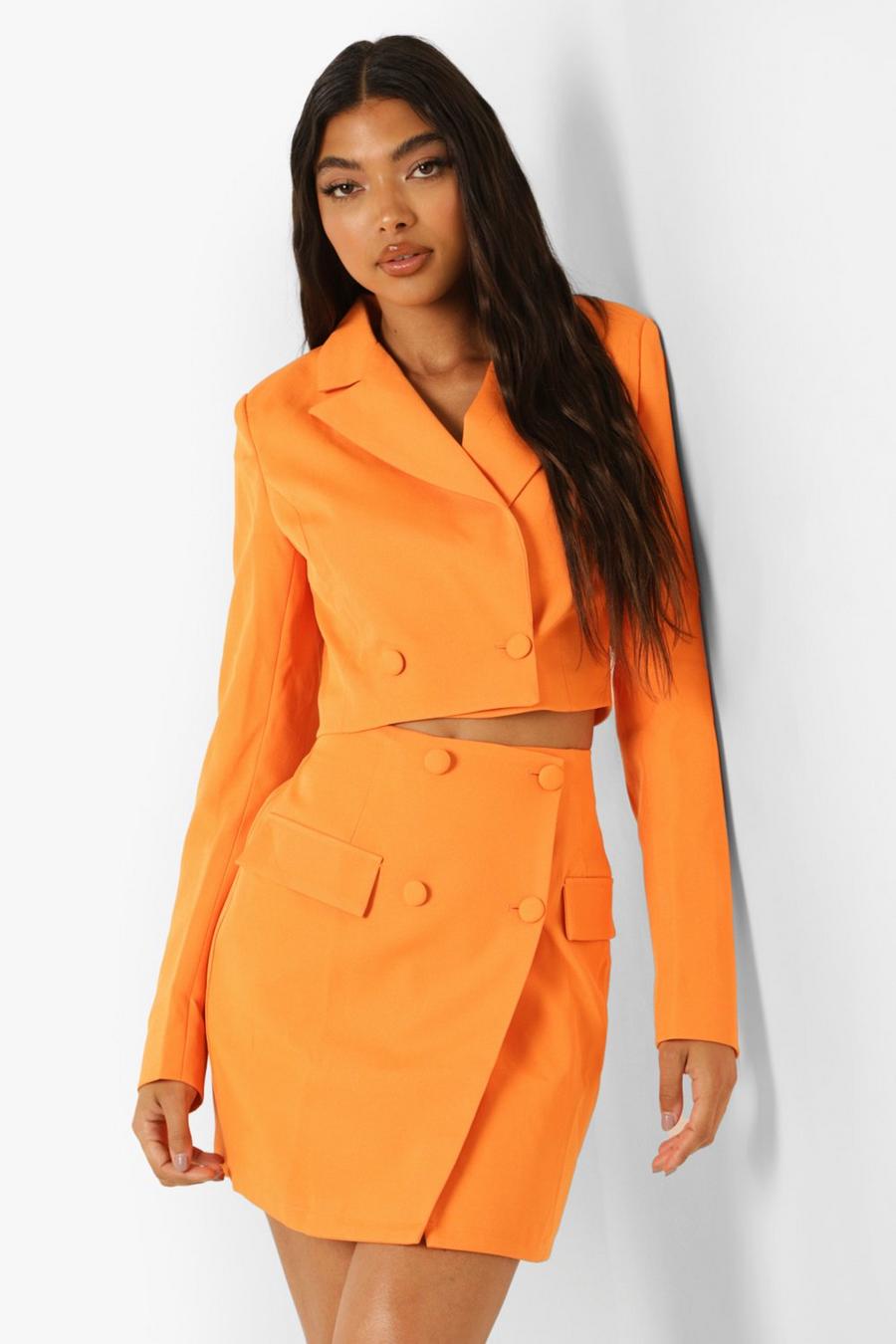 Orange Tall Wrap Mini Skirt