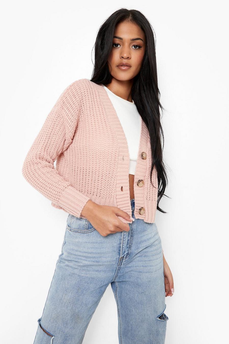 Blush Tall Chunky Knit Cropped Cardigan image number 1