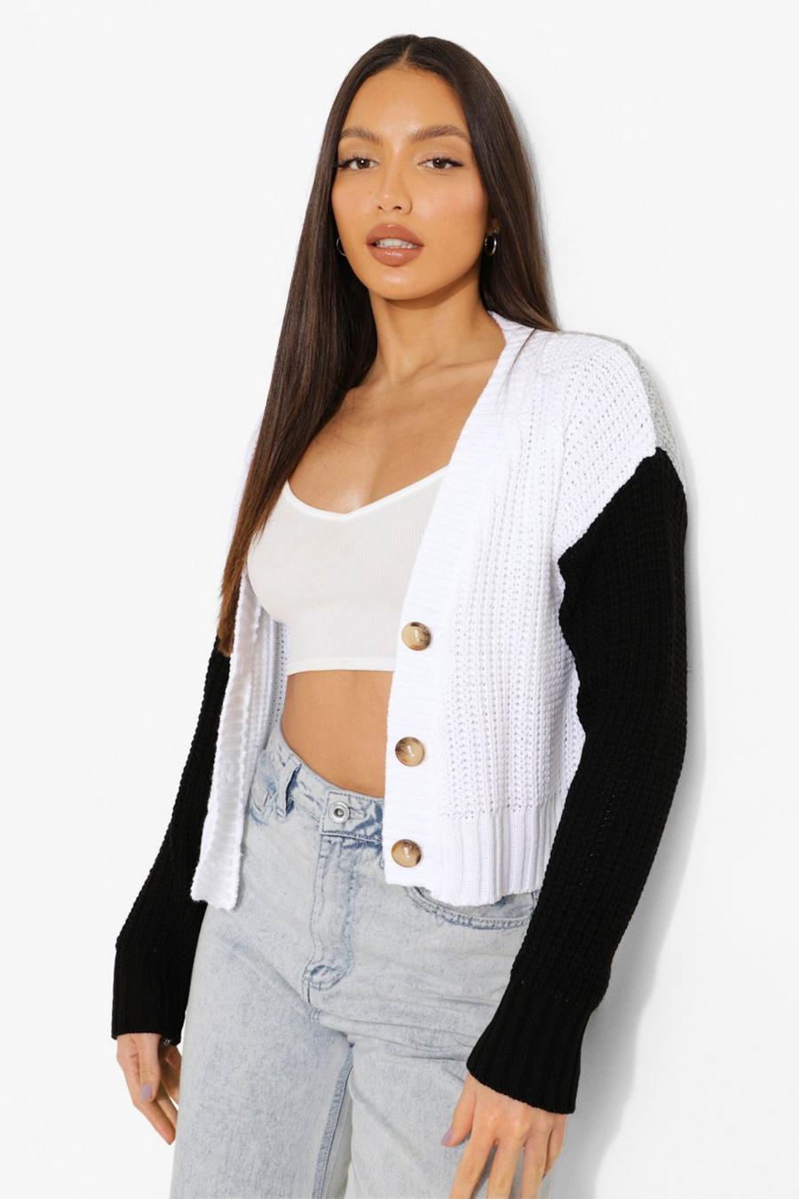 Black Tall Soft Knit Colour Block Cardigan image number 1