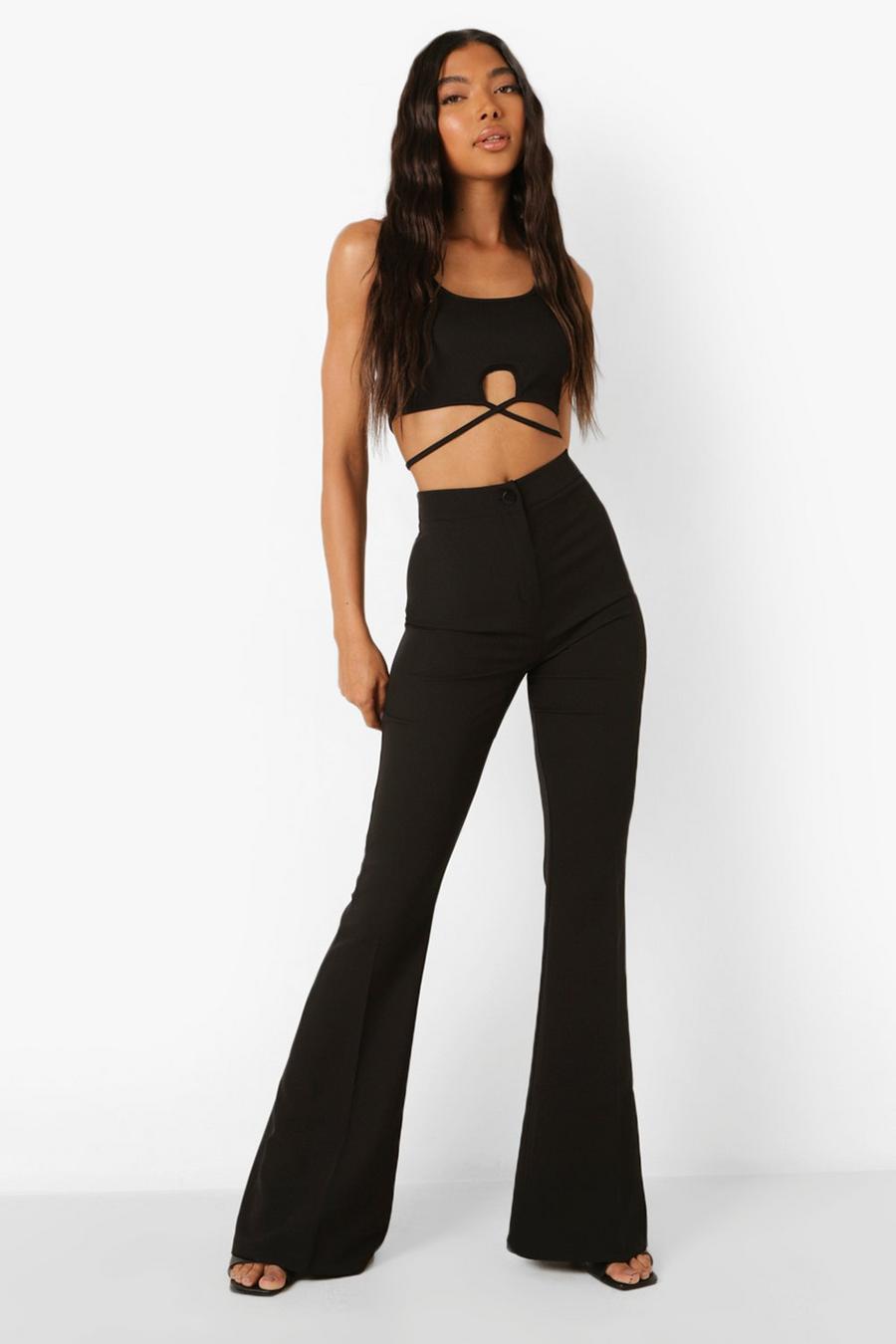 Black Tall Fit & Flare Tailored Trousers image number 1