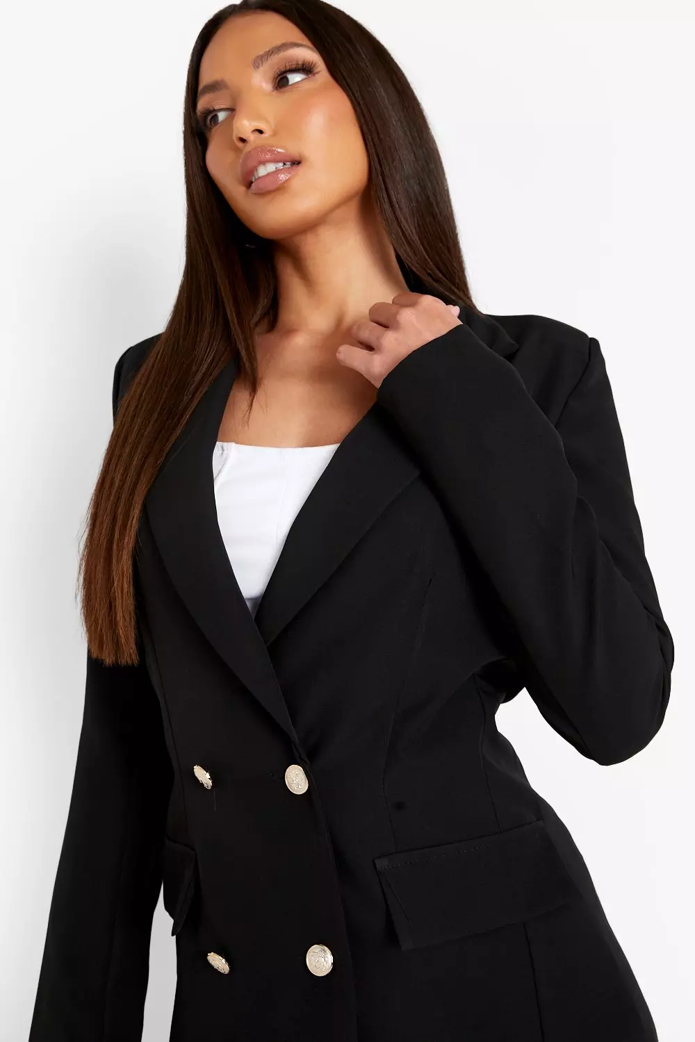 Double breasted boxy military on sale blazer