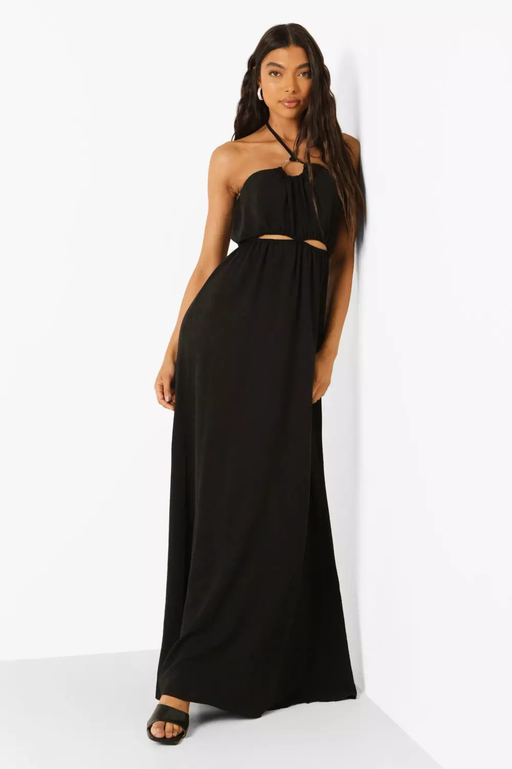 Tall Cut Out O Ring Halter Neck Maxi Dress Boohoo