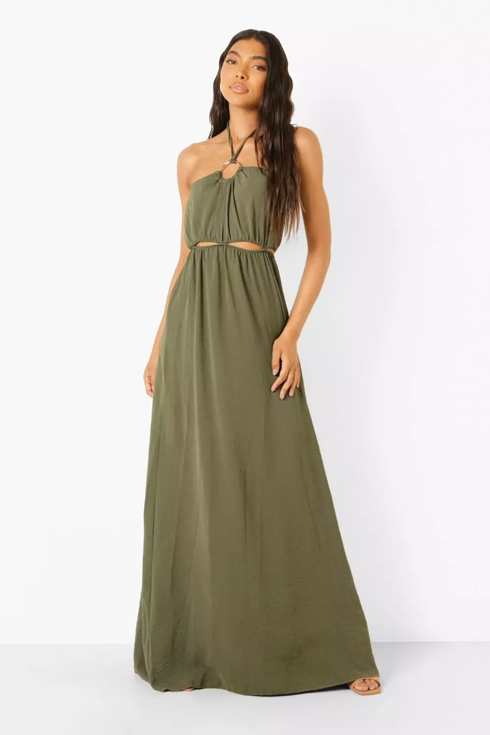 Tall Cut Out O Ring Halter Neck Maxi Dress Boohoo