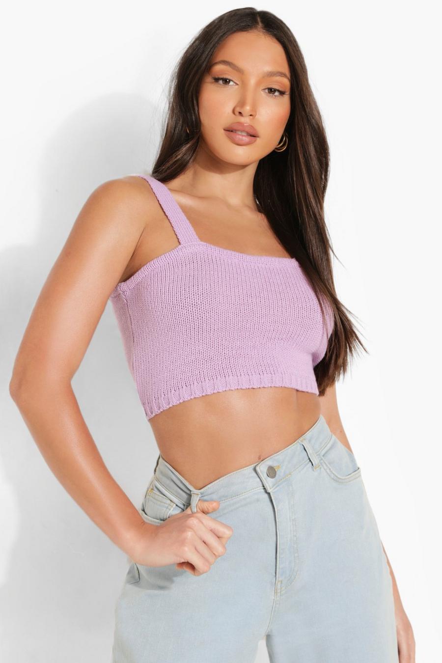Lilac Tall Knitted Crop Top image number 1
