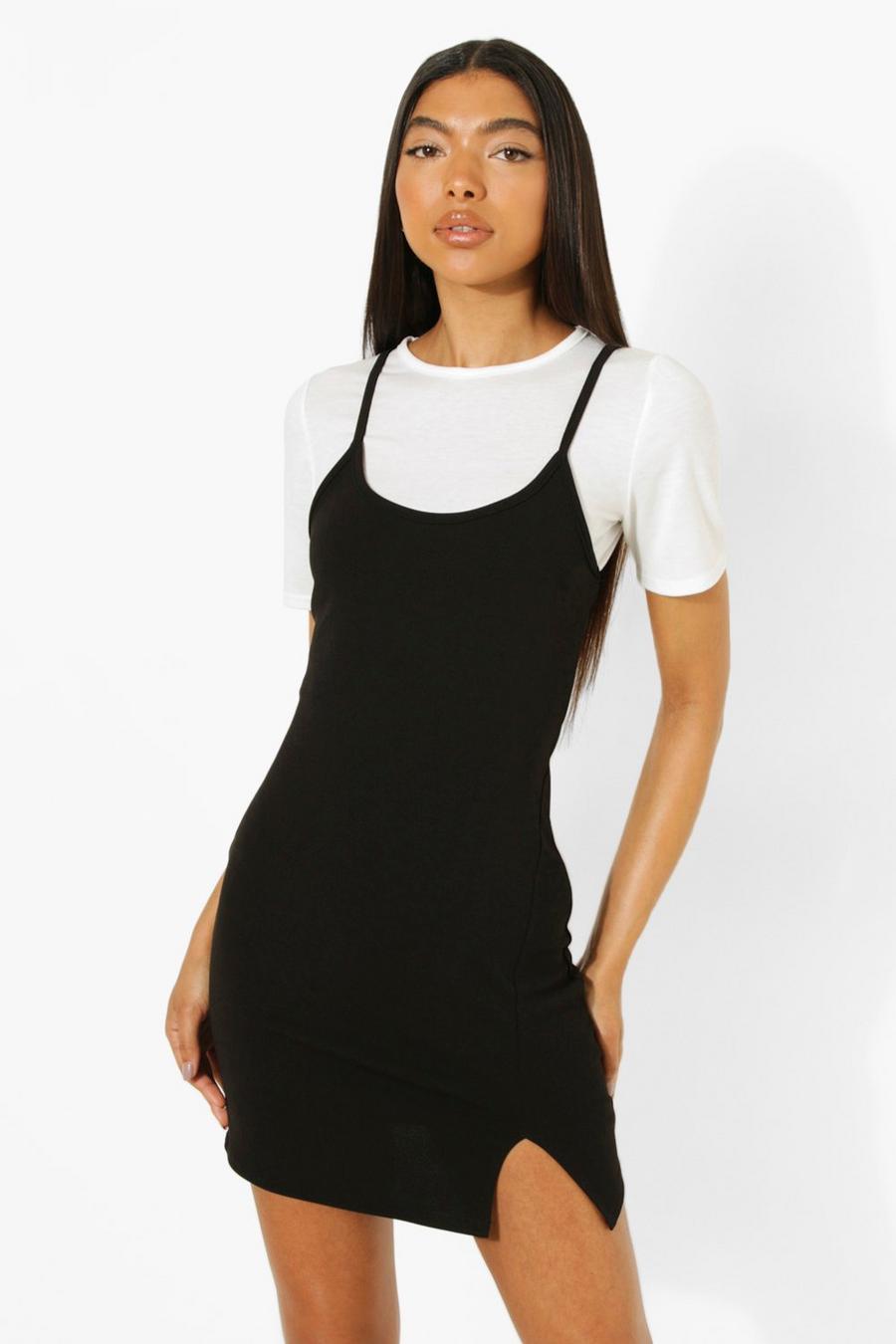 Black Tall 2-in-1 Slip Dress image number 1