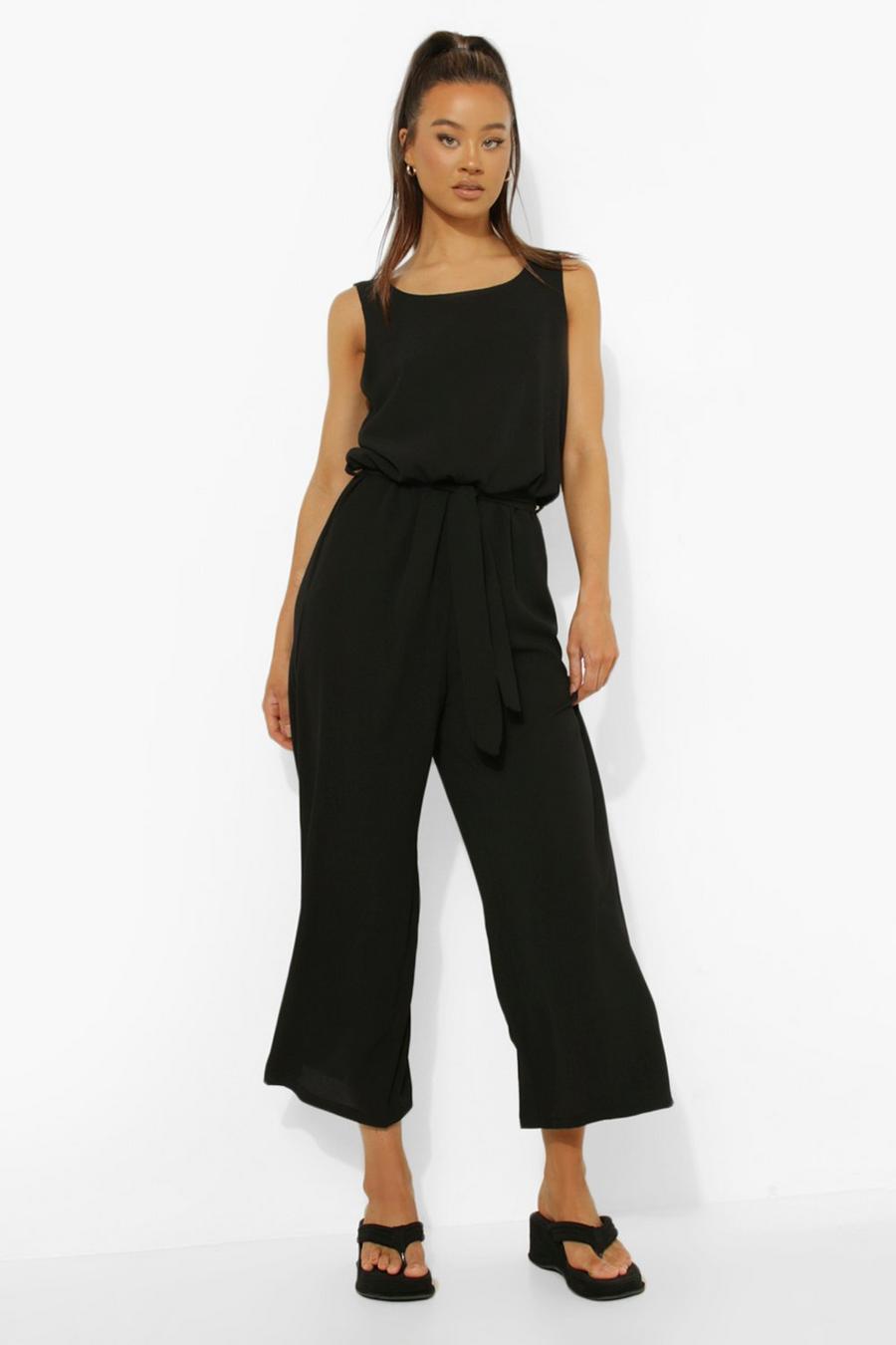 Black Tall Woven Sleeveless Culotte Jumpsuit image number 1