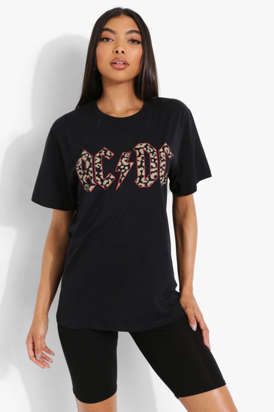 Black Tall Leopard Print ACDC Licensed T-shirt image number 1