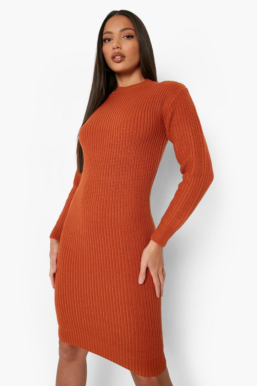 Rust Recycled Tall Midi Sweater Dress image number 1