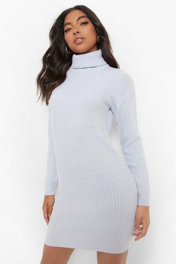 Recycled Tall Basic Turtleneck Sweater Dress dusty blue