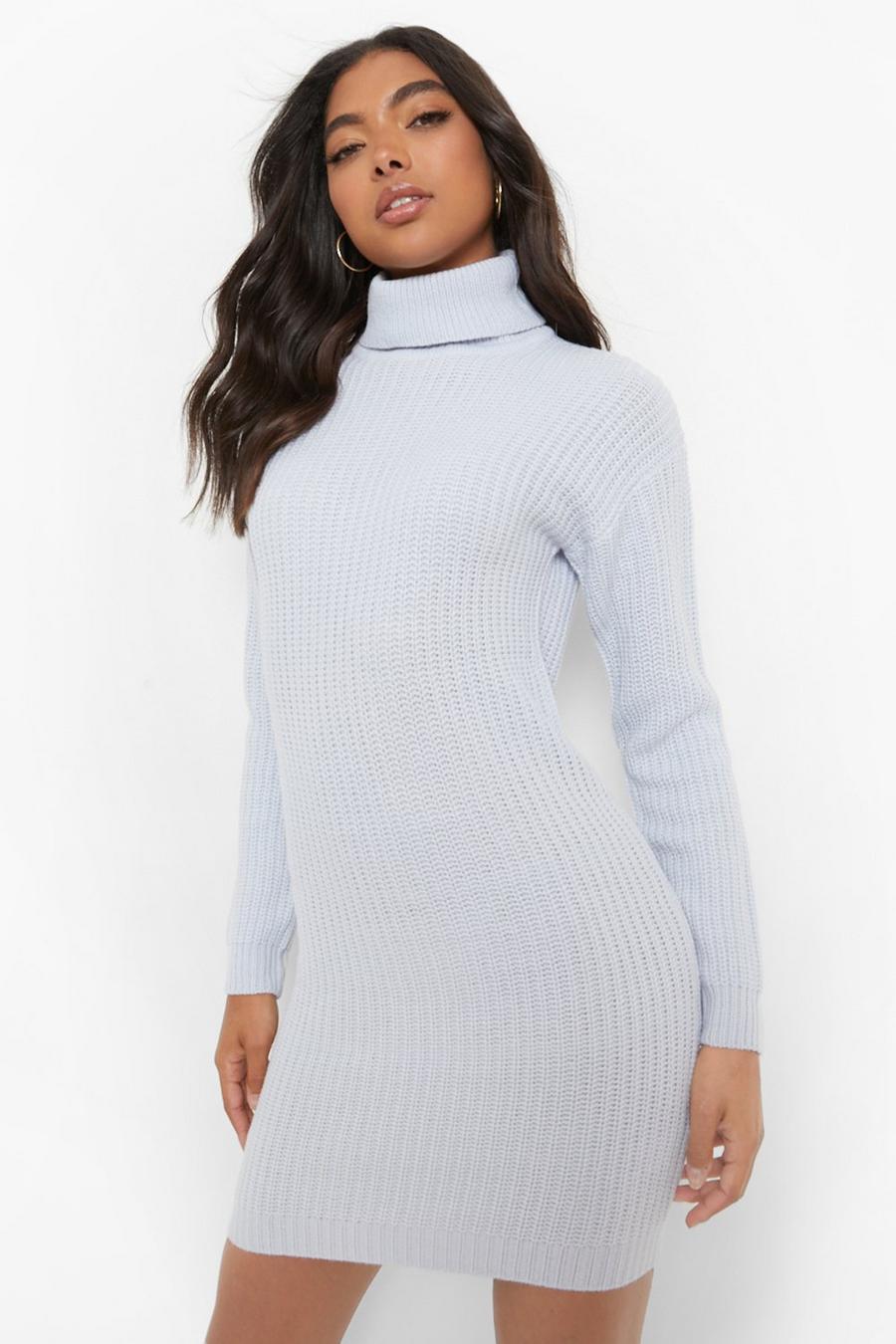 Dusty blue Tall Basic Roll Neck Jumper Dress image number 1