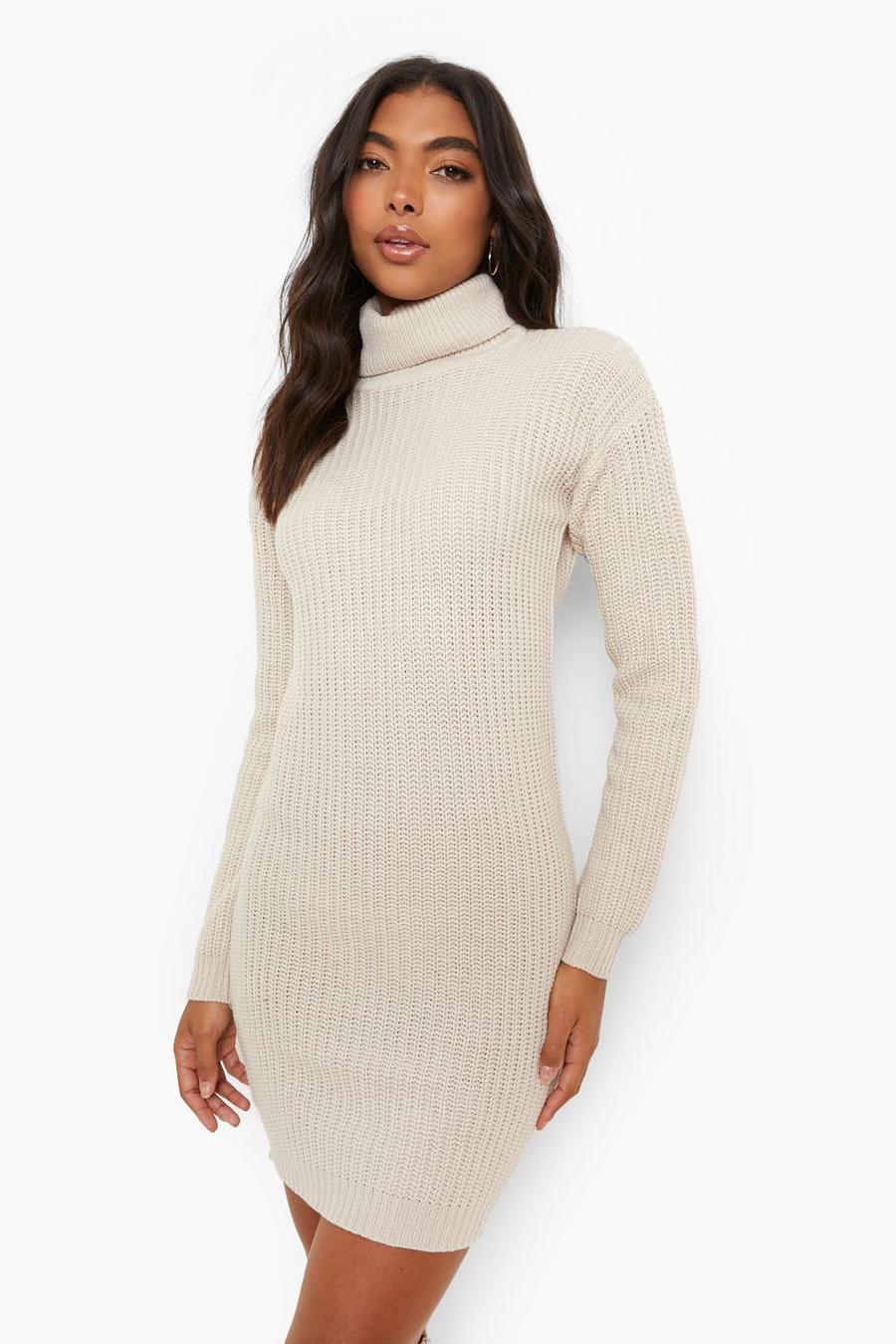 פלדה שמלת סוודר מבד ממוחזר עם צווארון נגלל, לנשים גבוהות
