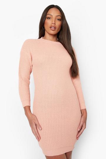 Recycled Tall Crew Neck Sweater Dress peach